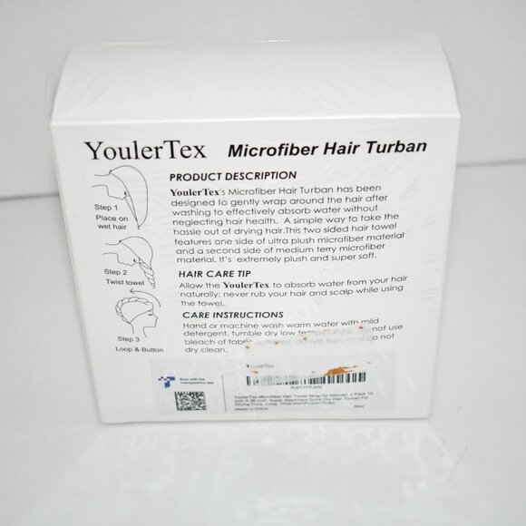 YoulerTex 2 Pack Microfiber Hair Towel Wrap, Super Absorbent, Quick Dry, Anti Fr - Picture 3 of 3